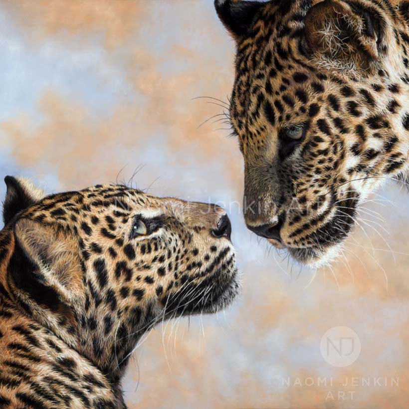 Leopard painting by wildlife artist Naomi Jenkin. 