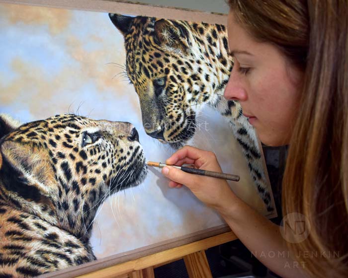 African leopard wildlife art by Naomi Jenkin. 