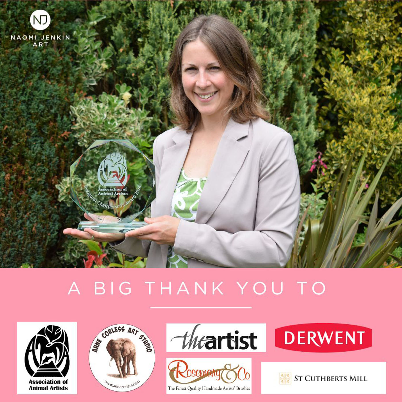 Naomi Jenkin winner of Inaugural Chairpersons Award 2024 from the Association of Animal Artists