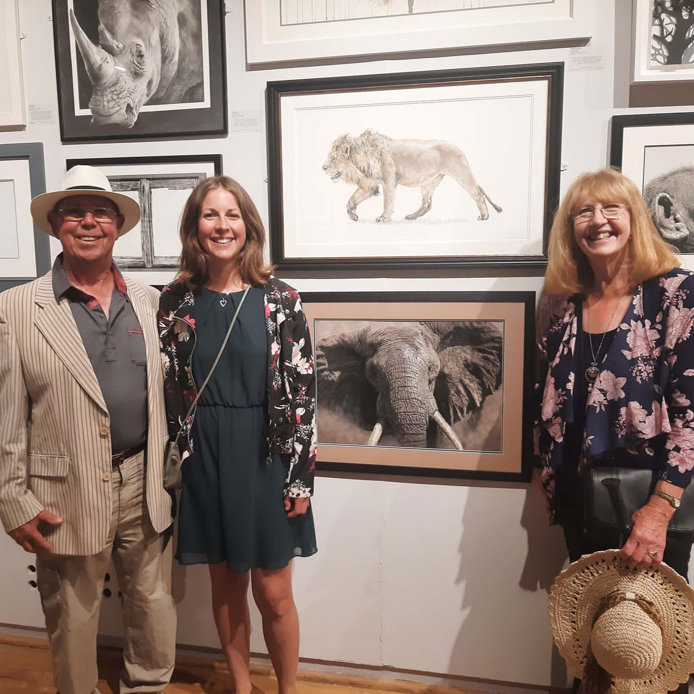 Naomi Jenkin and family at Wildlife Artist of the Year 2024 exhibition